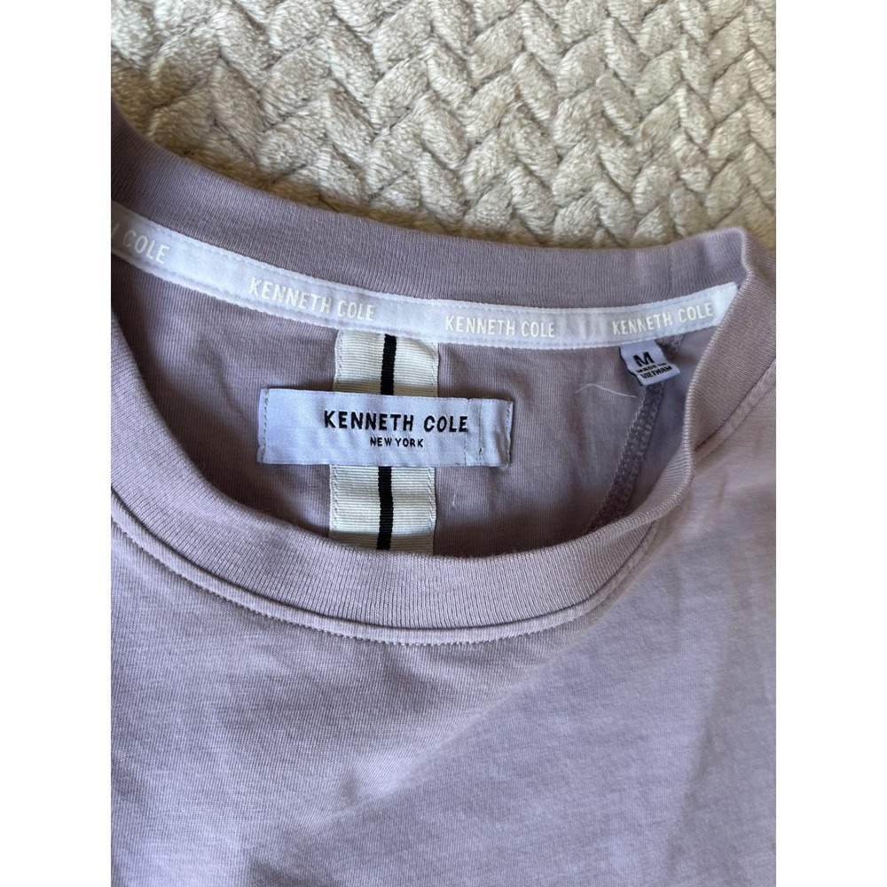 Kenneth Cole New York Graphic T-Shirt Lavender Purple Logo Crewneck Women Medium - Picture 2 of 3